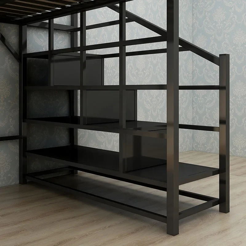 Elevated Sheet Upper Adult Children Bunk Bed Loft Duplex 2nd Floor Space-saving Upper and Lower Bed Iron Frame Bed