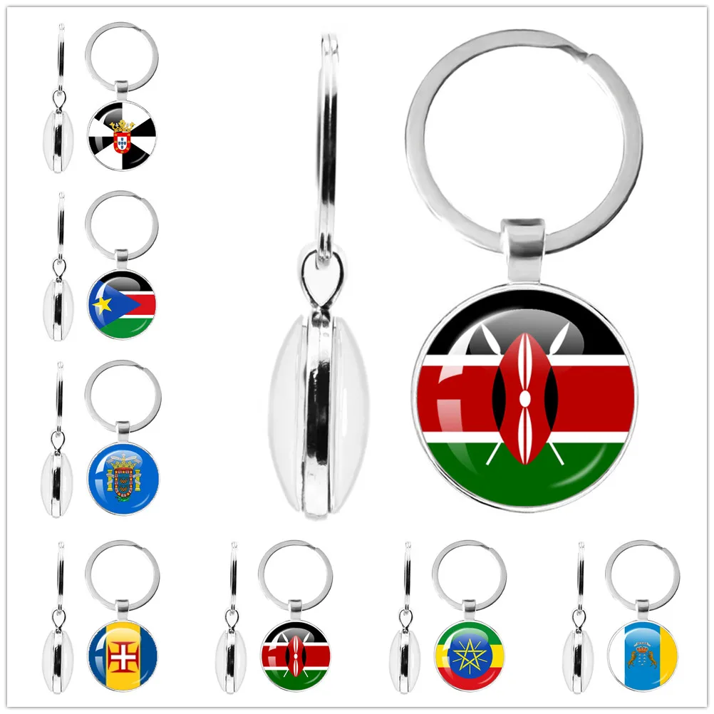 National Flag Glass Double-Sided Keychain Ethiopia Islas Canarias Kenya Sudan Madeira Melilla South Sudan Ceuta Seychelles