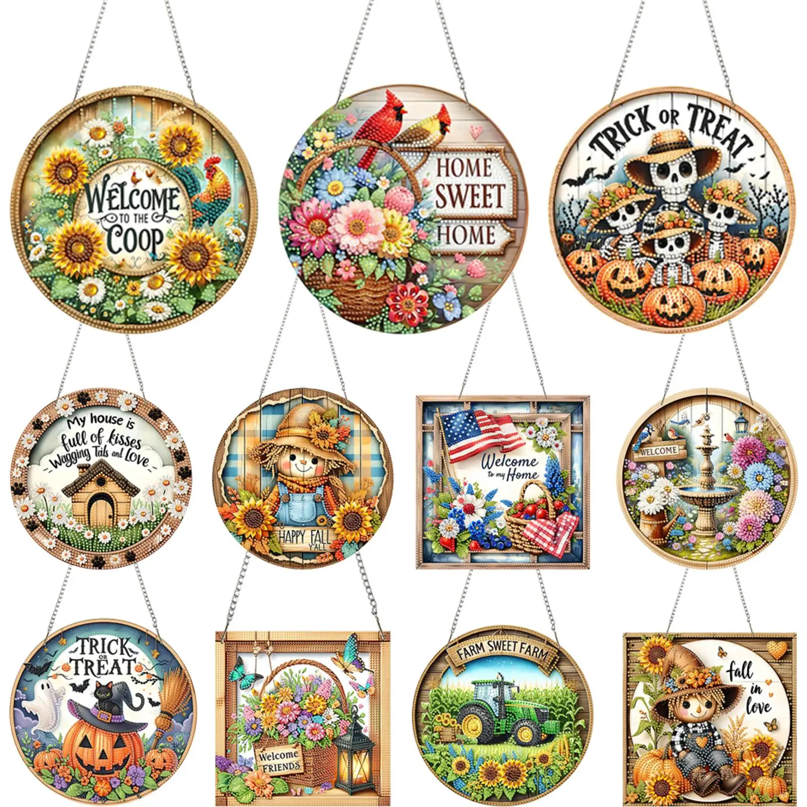 

Acrylic 2D/Flat DIY Hanging Diamond Art Kits Special Shape Diamond Art Pendant Diamond Painting Set DIY Home Decor Hanging Charm