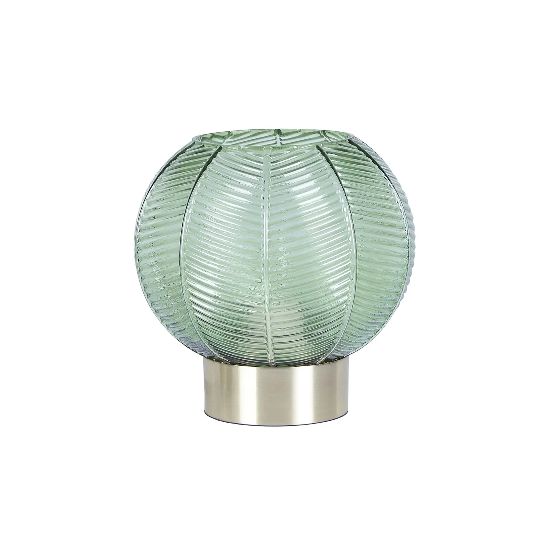 

8” Sleek Gold Table Lamp with Ribbed Glass Shade