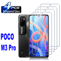 2/4Pcs High Auminum Tempered Glass For Xiaomi Poco M3 PRO 5G Screen Protector Glass Film