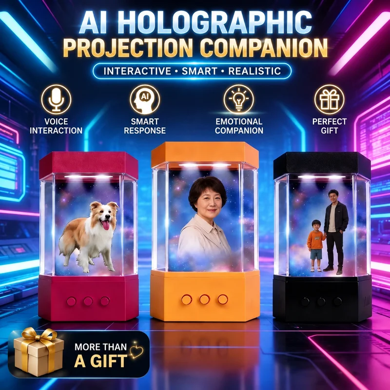XIAOZHI AI Holographic Projection Companion Device 3D Stereo Bionic Interactive Smart Robot Voice Control Emotional Chat Gift