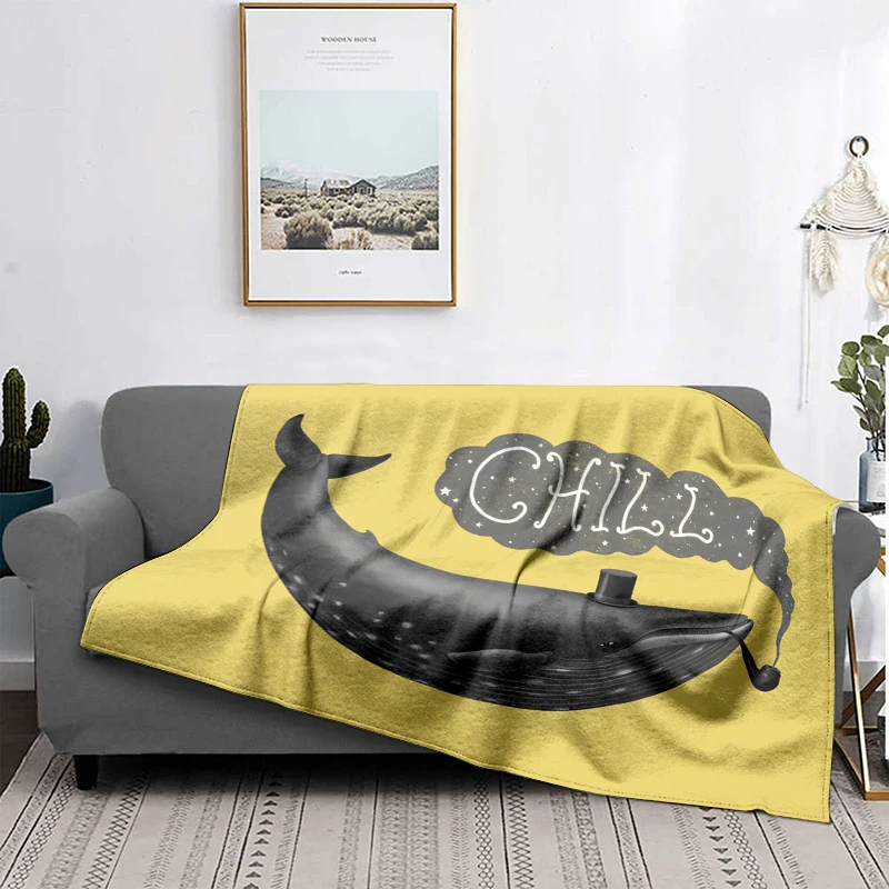 Home decoration plush Sofa blanket Whales and the Sea prints Bedspread on the bed  fluffy soft blankets thick blanket for winte