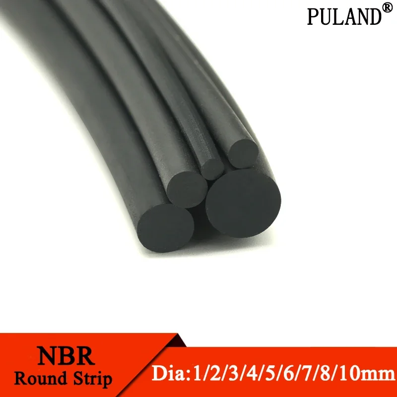 2/5/10M Dia 1.5 2 2.5 3 4 5 6 7 8 9 10mm Solid Black  NBR Sealing Strip Oil Resistance Nitrile Rubber Round Strip NBR Strip