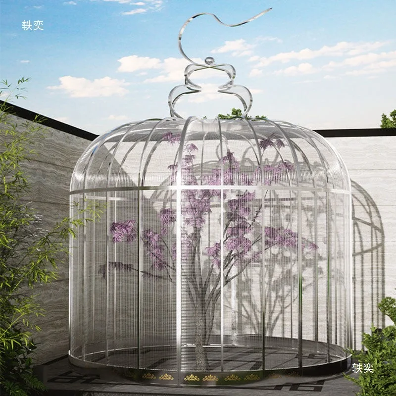 Large Stainless Steel Birdcage Giant Peacock Cage Outdoor Courtyard Birdcage Gazebo Birdcage Luxury Villa