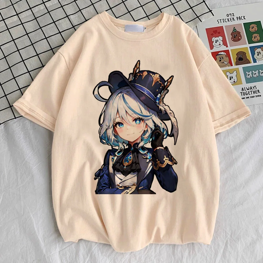 Genshin Impact t-shirt women graphic Comfortable Trendy anime top tees Pastel Digital 80s Vintage korean clothes Classic