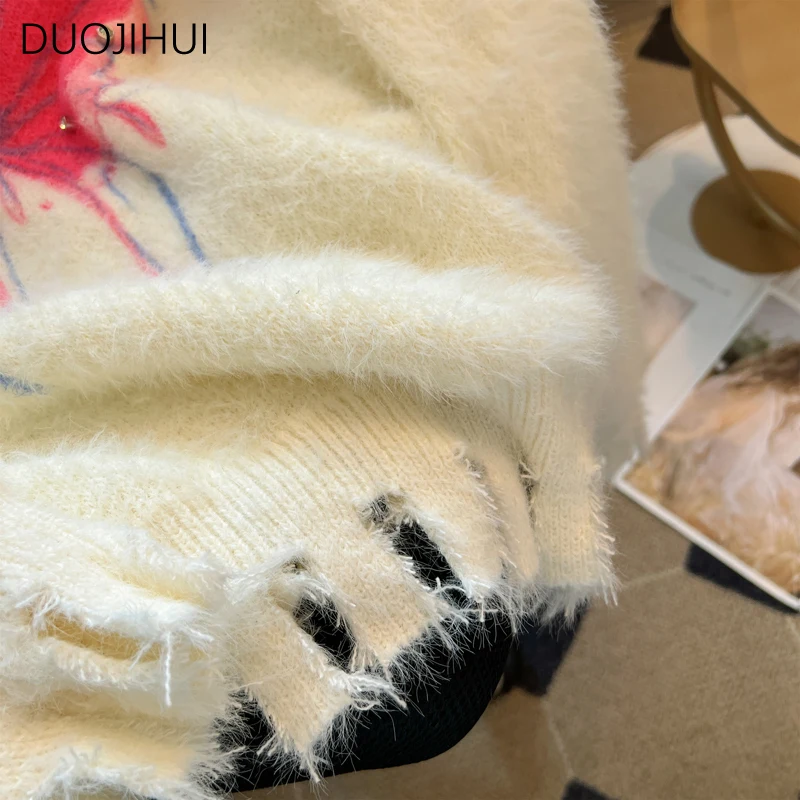 DUOJIHUI Irregular Chic Butterfly Basic O-neck Female Pullovers Autumn Fashion Simple Solid Color Casual Sweater Women Pullovers