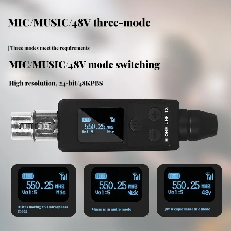 UHF Wireless Microphone Converter XLR Transmitter And Receiver For Dynamic Microphone Guitar Receiver Transmission Adapter