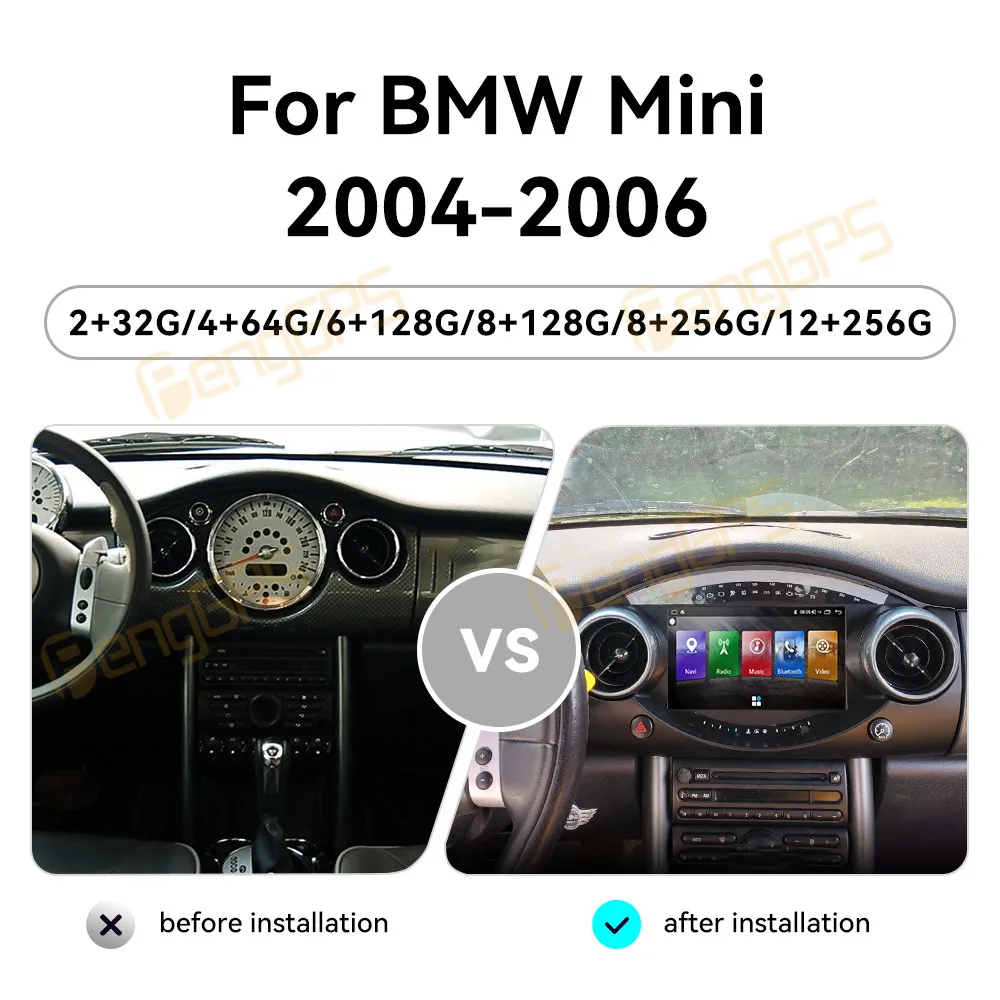 لسيارات BMW ميني كوبر R50 R52 R53 2004 -2006 نظام ذكي مشغل وسائط متعددة لاسلكي Carplay Autoradio ستيريو GPS نافي تاتش