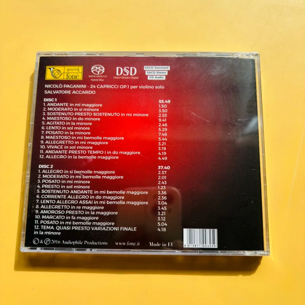 Salvatore Accardo Paganini 24 Capricci Complete 2CD FONE Audiophile Classical Recording Masterpiece Brand New Sealed In Stock