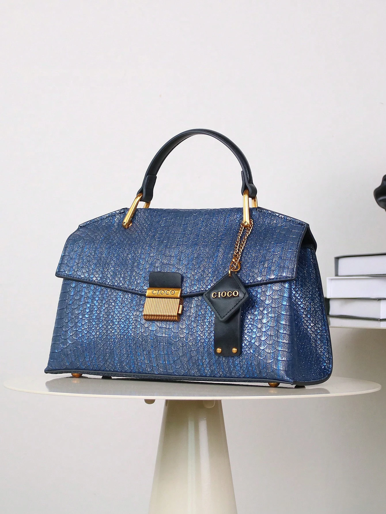 2026 Neue Retro Blaue Schlangenförmige Hochwertige Handtasche Mode Luxus-Handtasche Leichtgewichtige Große Kapazität Einschulter-Messenger-Tasche – Detail 6