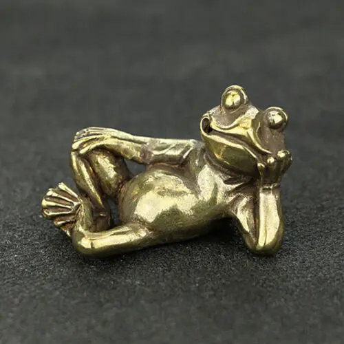 

Brass Frog Figurines Gifts Collection Copper Handmade Statuette Fengshui