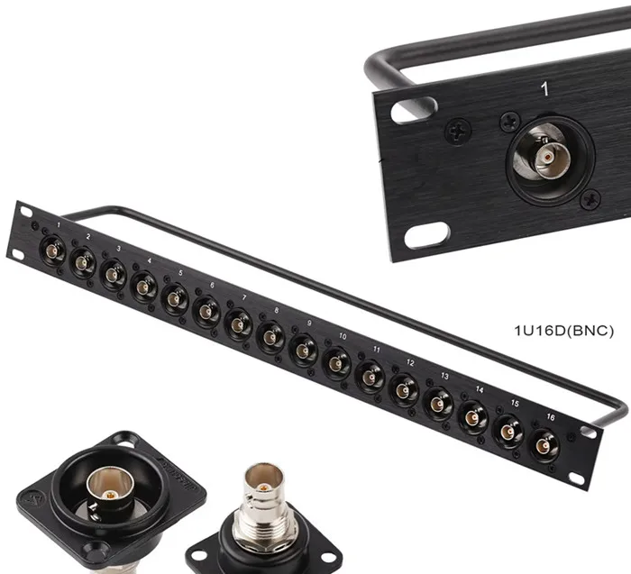 Panel de montaje en rack 1U con sistema de sonido de 2/4/6/8/10/12/16 puertos, cable coaxial BNC HD-SDI/3G-SDI, cable de video SDI para cámara