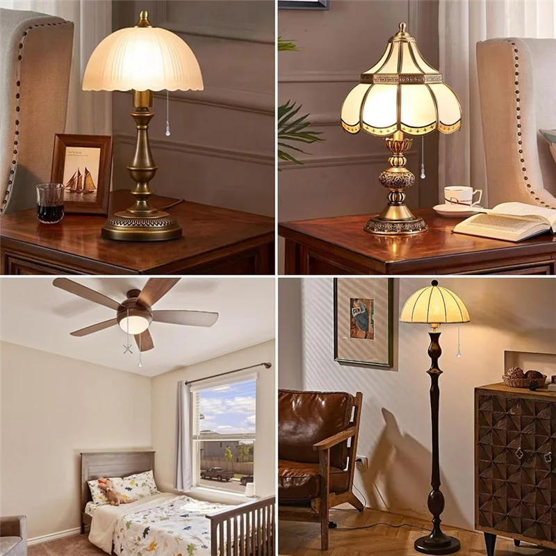 A72P 2Set Ceiling Fan Pull Chain Set For Ceiling Fan And Lighting Ultra Long Beaded Ball Pull Chains For Lamp Fan Accessories