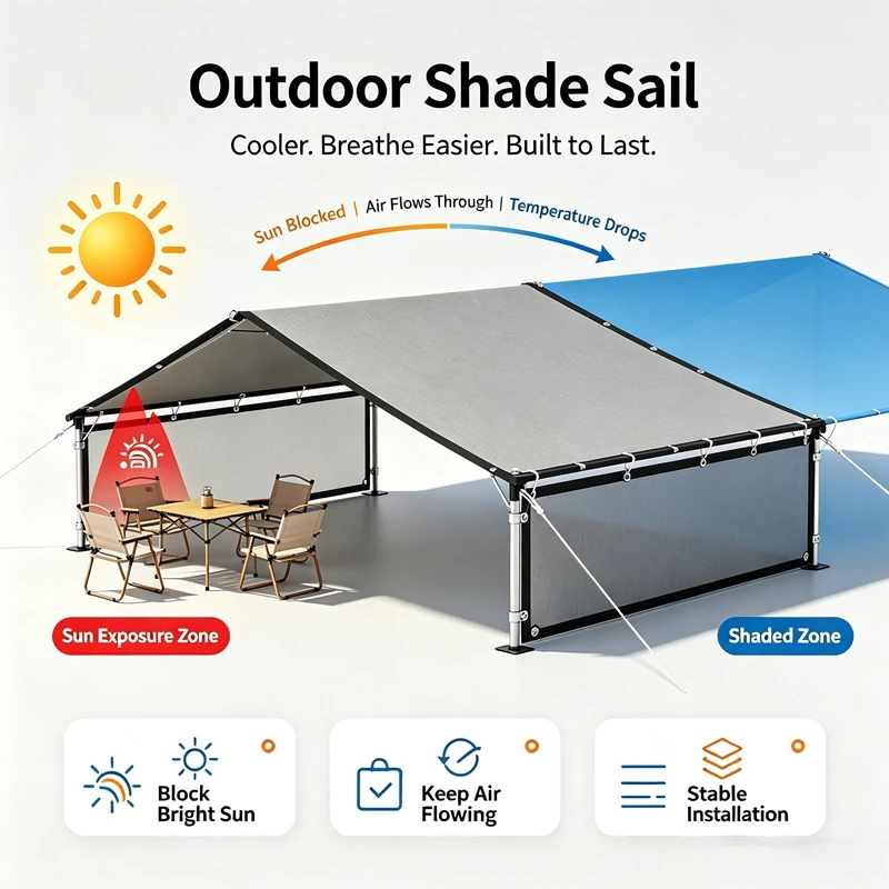 Heavy Duty Grey Sun Shade Net HDPE Tear Resistant Outdoor Cover For Raised Garden Bed Balcony Patio Lounge
