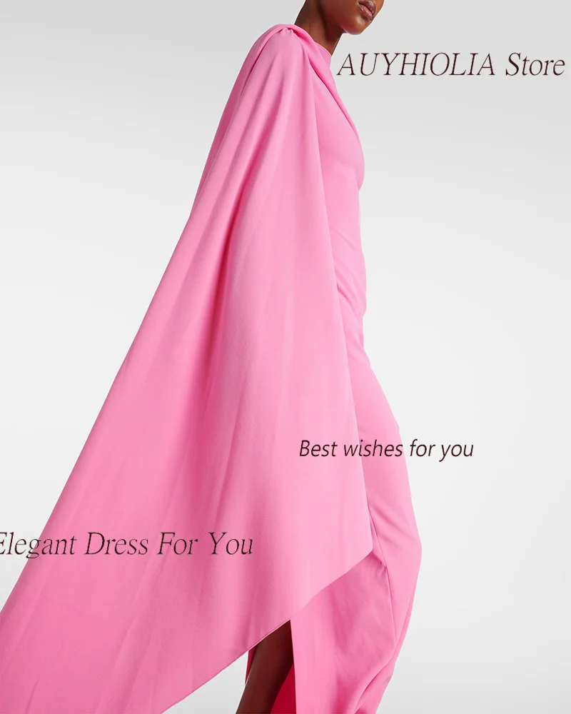 Crepe Long Evening Dresses Sexy Women 2024 정장원피스 Vestidos de festa Elegant Formal Pink Cocktail Party Gown With Cap Sleeve