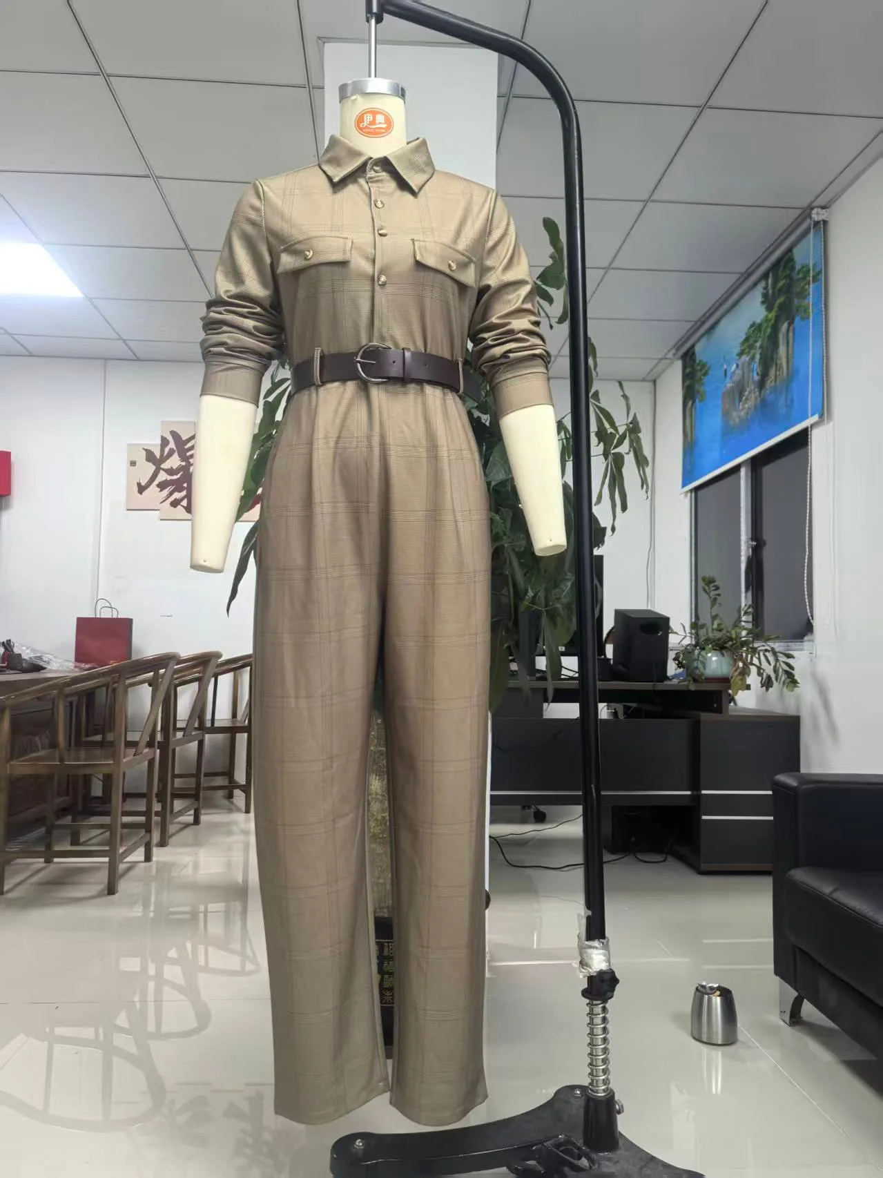 Spring Autumn Long Sleeve Plaid Jumpsuits  Women Holiday Turn-Down Collar Chic Playsuits 2026 Patchwork Casual Ladies Bodysuits