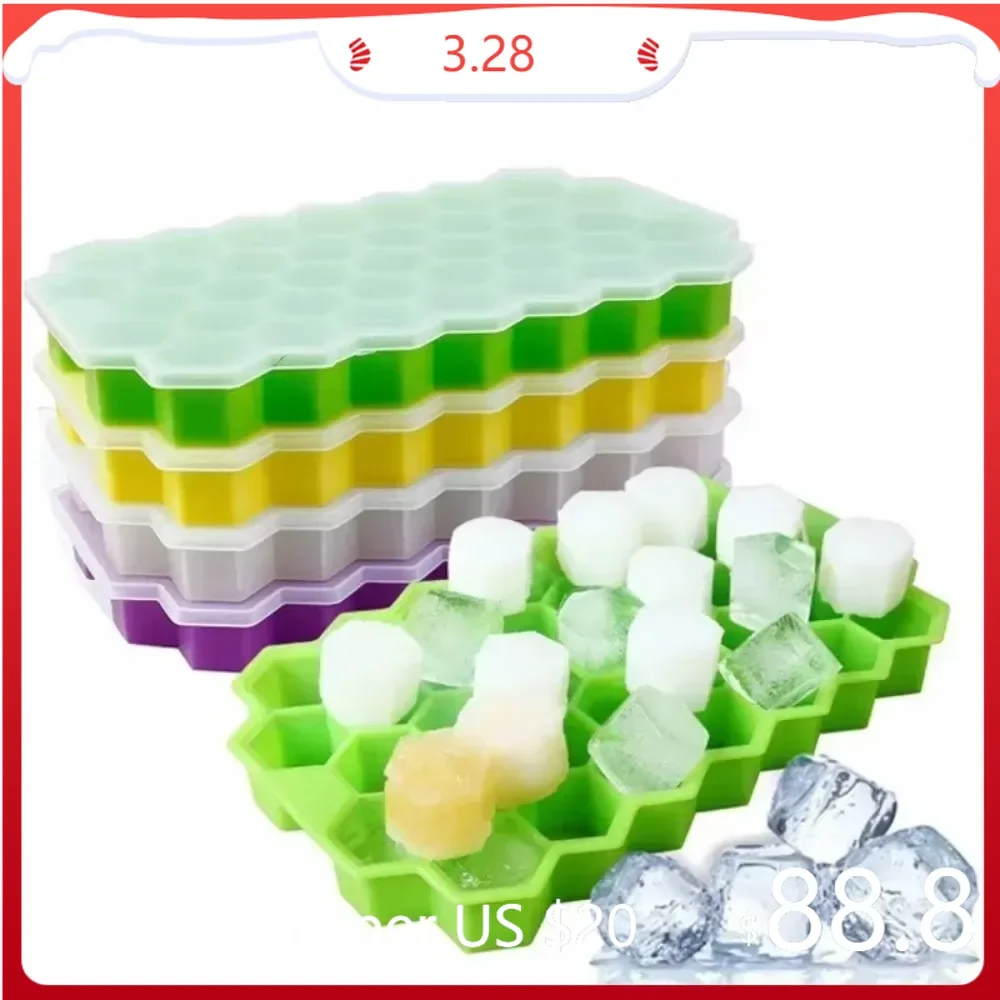 

37Grids Honeycomb Silicone Ice Cube Maker Popsicle Mould Ice Cube TrayIce Mould Kitchen Whiskey Cocktail Accessory