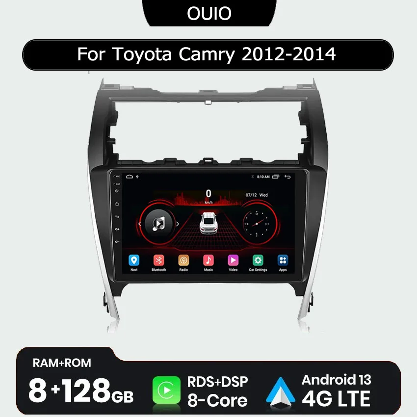 

8GB+128GB 4G Android 13 Radio For Toyota Camry 2012 2013 2014 Car stereo Multimedia Player Carplay Auto GPS navigation 2DIN