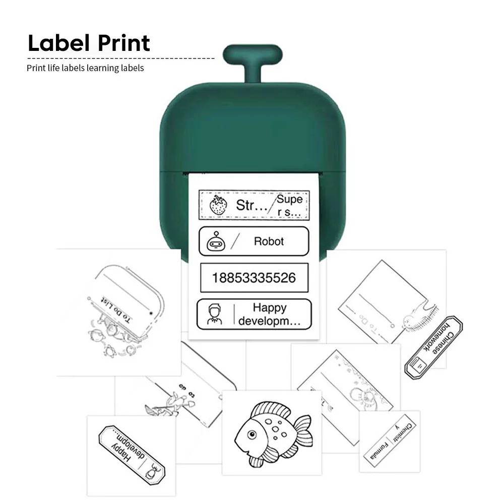 Mini Printer Portable Thermal Printer Self-adhesive Label Sticker Color HD Paper Printing For Phone Wireless Bluetooth APP Print