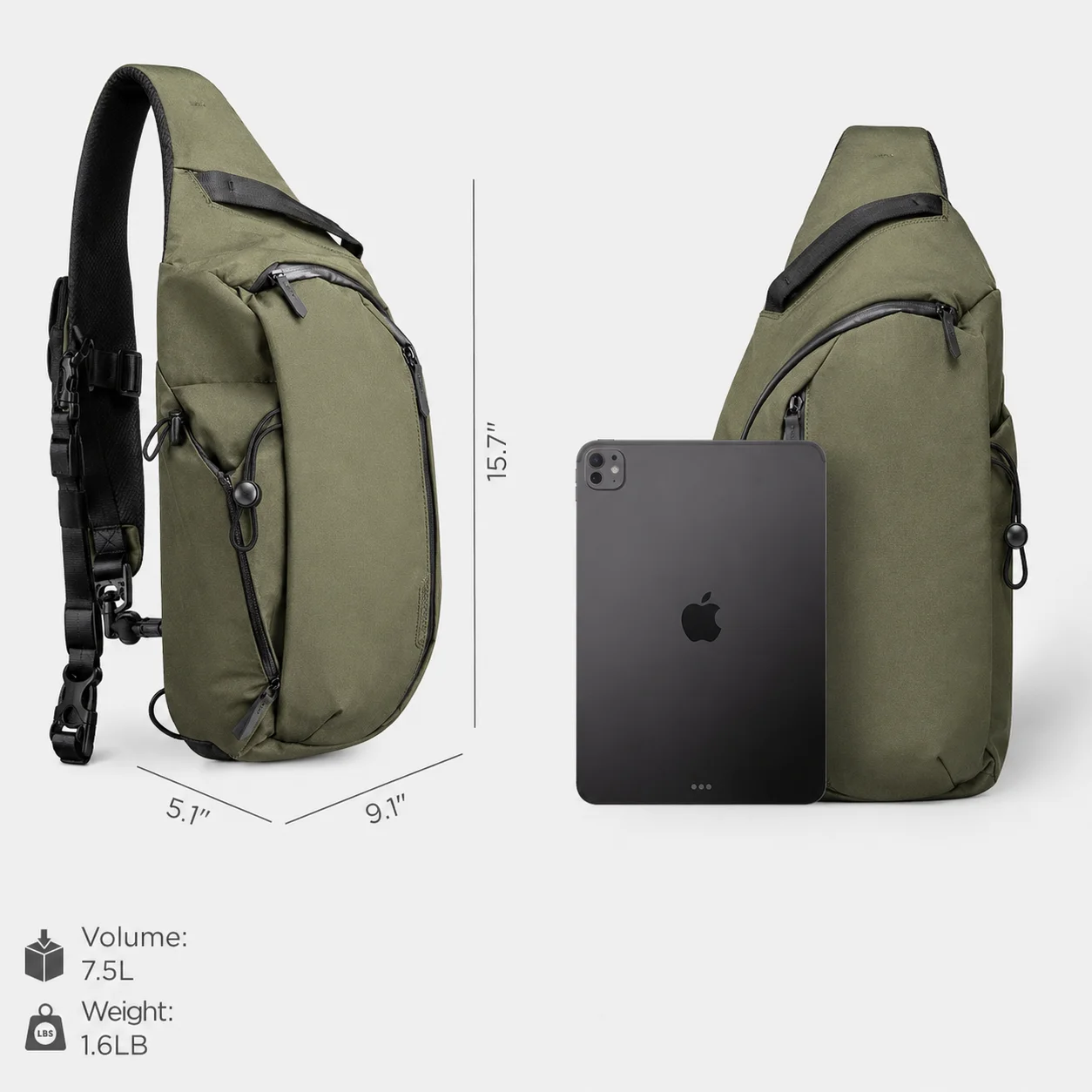 Men Sling Chest Bag Waterproof Crossbody Shoulder Backpack Anti Theft Travel Pack Fits 11 Inch Tablet for Outdoor Commute