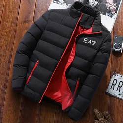 2024 hot selling new winter men's jacket fashion brand jacket stand collar zipper clip cotton warm cotton jacket