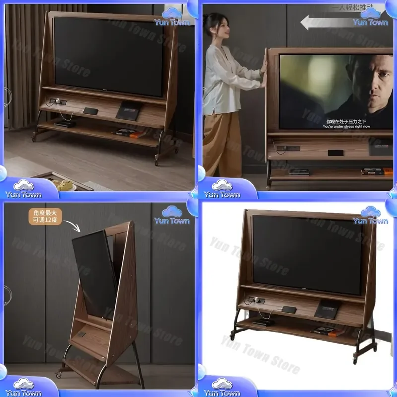 For Nordic Solid Wood Removable TV Cabinet for Office Monitor Bracket Household Floor Storage TV Stand for Flat Screen TV