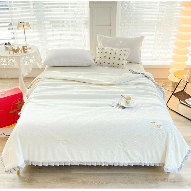 Summer Quilt Blanket Washable Cotton Air Condition Thin Comforter Quilted Bedspread for Double Queen King Bed Coverlet Cover