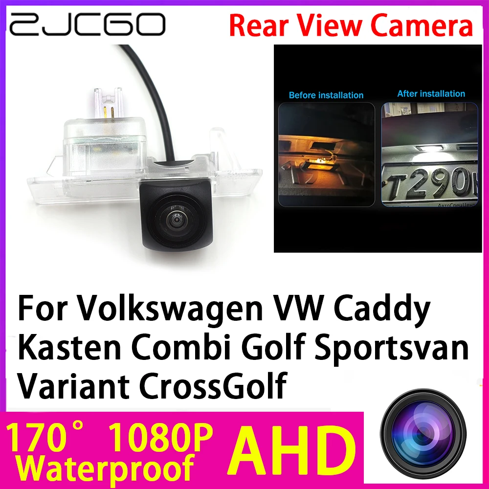 

ZJCGO AHD 1080P Reverse Rear View Camera Night Vision for Volkswagen VW Caddy Kasten Combi Golf Sportsvan Variant CrossGolf