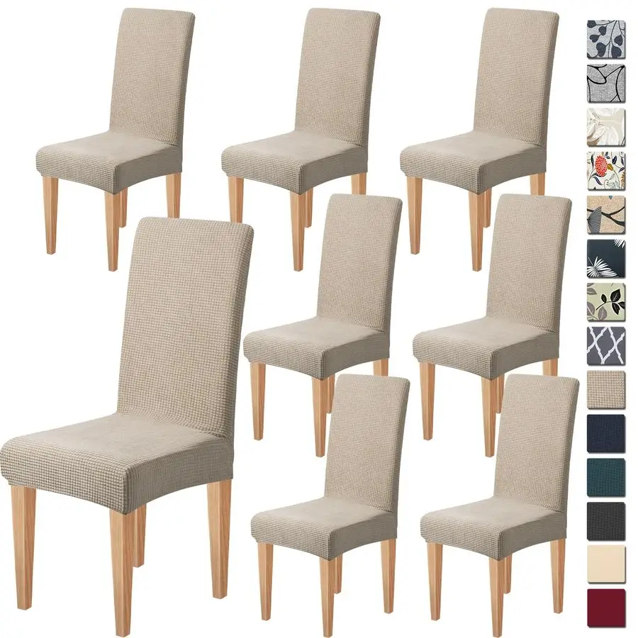 

Stretch Chair Covers for Dining Chairs, Washable Dining Chair Covers Set of 8, Soft Kitchen Chairs Seat Covers, Jacquard Parson