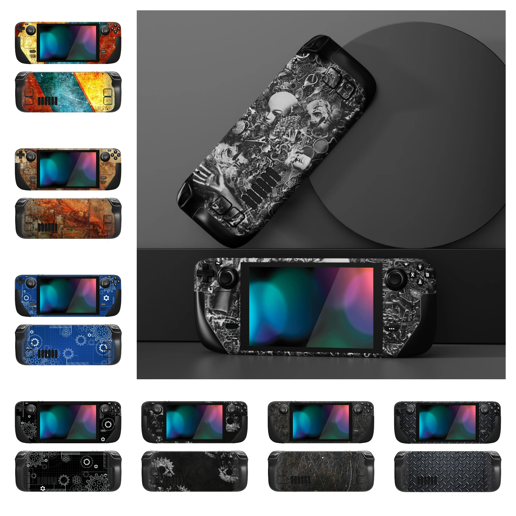 PlayVital Full Set Protective Skin Decal for Steam Deck LCD and OLED, Stickers Vinyl Cover - Mechanical Motif Series