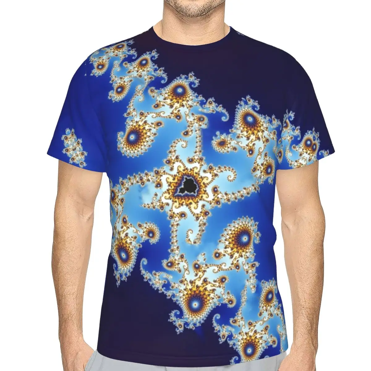 Double Hook Mandelbrot Set Round Collar Polyester TShirt Classic Thin T Shirt Man's Clothes New Design