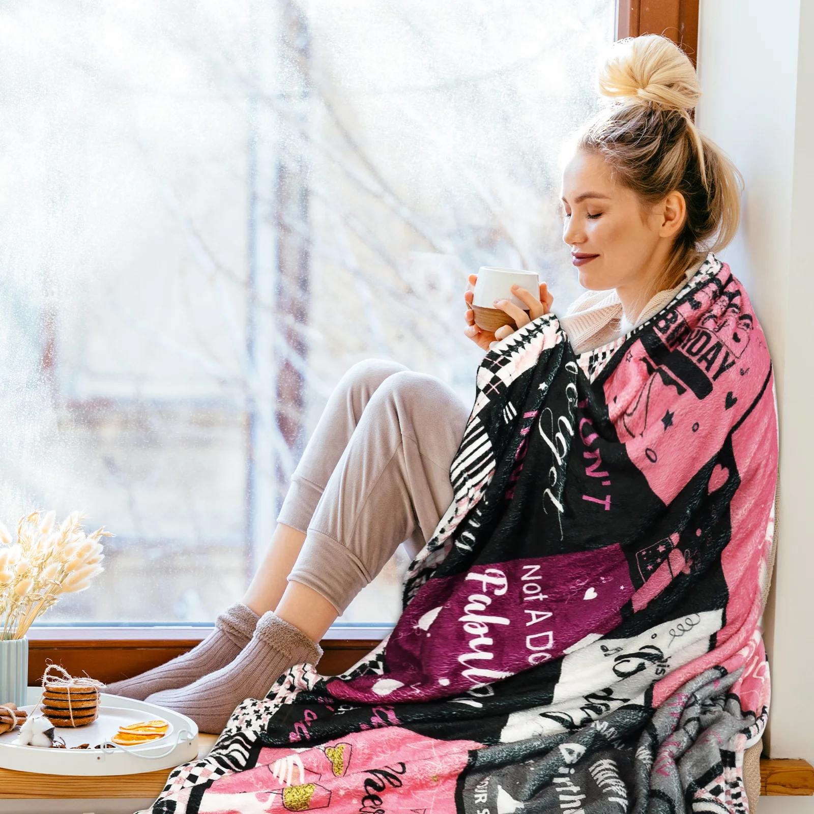 Manta temática de cumpleaños, trae calidez y sorpresa para ella especial: suave y cómoda para transportar tus sentimientos de fieltro cardíacos