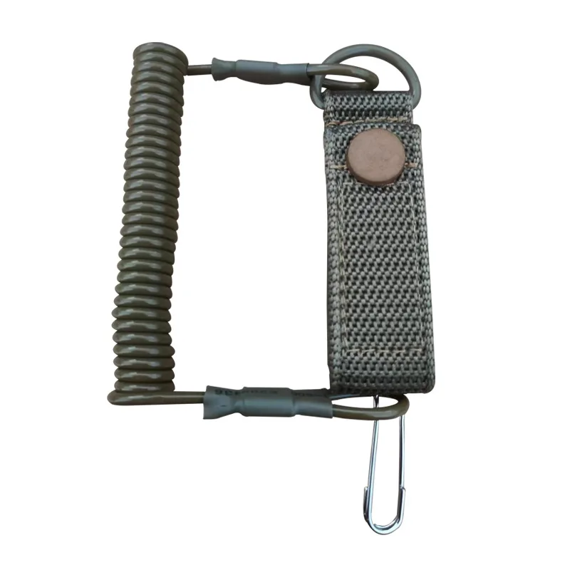 Anti-lost Elastic Lanyard Rope Military Spring Safety Strap Tactical Gun Rope For Key Ring Chain Flashlight Hunting Accessories