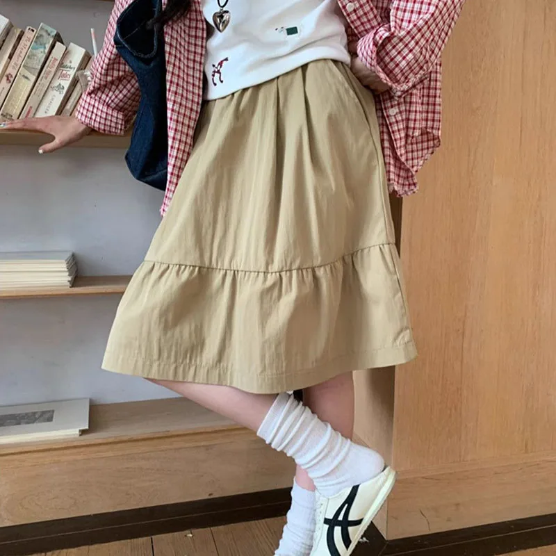 

Summer Women High Waist A-Line Umbrella Skirts Japanese Style Ruffle Half Skirts Y2k Casual Short Skirts for Women's Streetwear