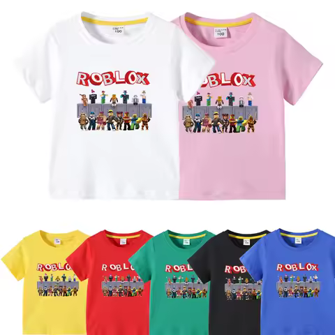 New Style ROBLOX T-shirt Short Sleeved Pure Cotton Summer Outfit Stylish Boys Girls Summer Half Sleeved Top Daily Necessities