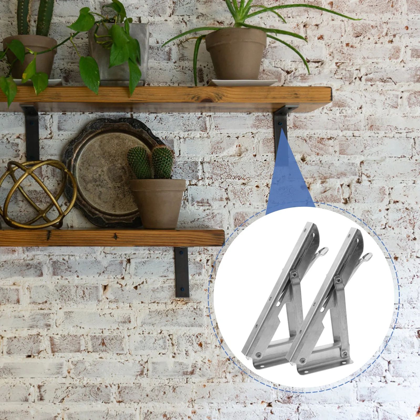 

1Pair Foldable Triangle Shelf Bracket Heavy Duty Stainless Steel Wall Shelf Bracket for Kitchen Bathroom Bookshelf TV Cabinet