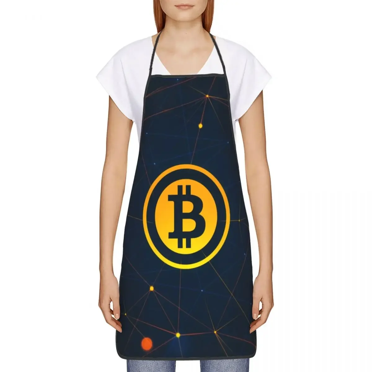 Bitcoin Digital Currency Kitchen Chef Cooking Baking Apron Men Women BTC Blockchain Cryptocurrency Tablier Cuisine for Painting