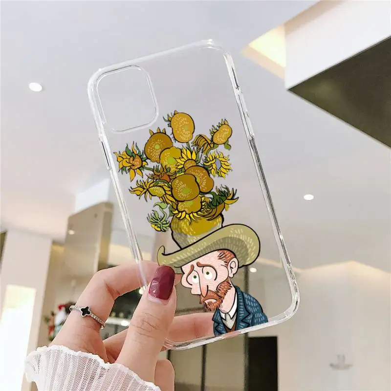 Coque Fleur Étoilée Van Gogh pour iPhone, Art Esthétique, Couverture Souple Transparente, iPhone 15 14 13 12 11 Pro Max 14 Plus X Xs Max Poly 8 7 Plus