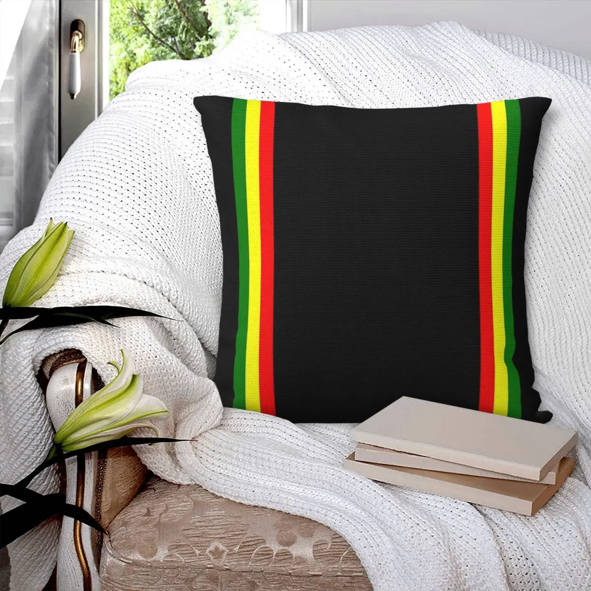 Rasta Stripe Rasta Color Pattern Square Pillowcase Polyester Pillow Cover  Decor Comfort Throw Pillow For Home Living Room