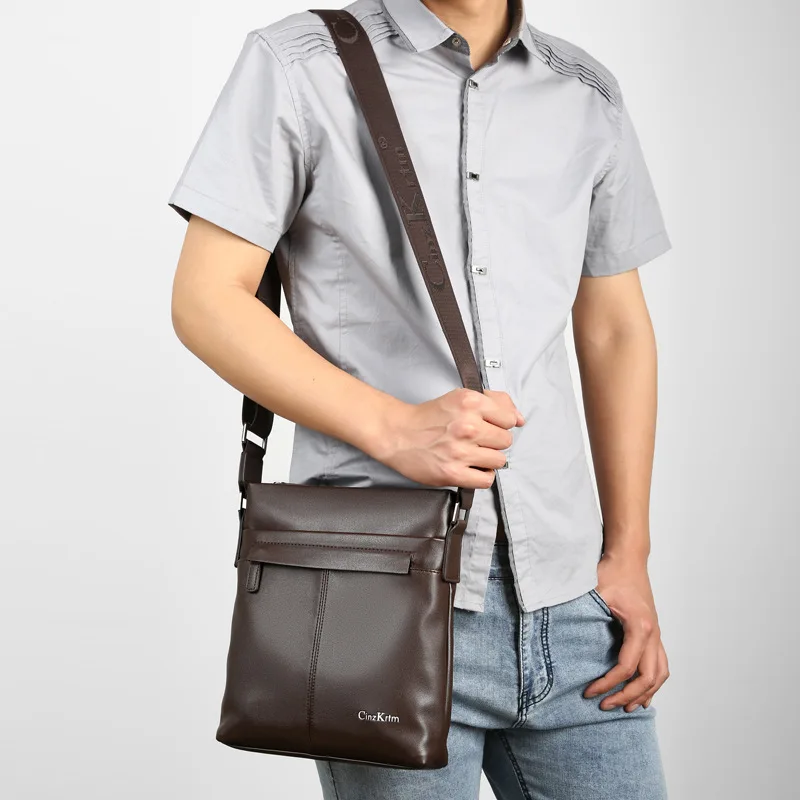 

PU leather men's shoulder bag business oblique shoulder bag large capacity