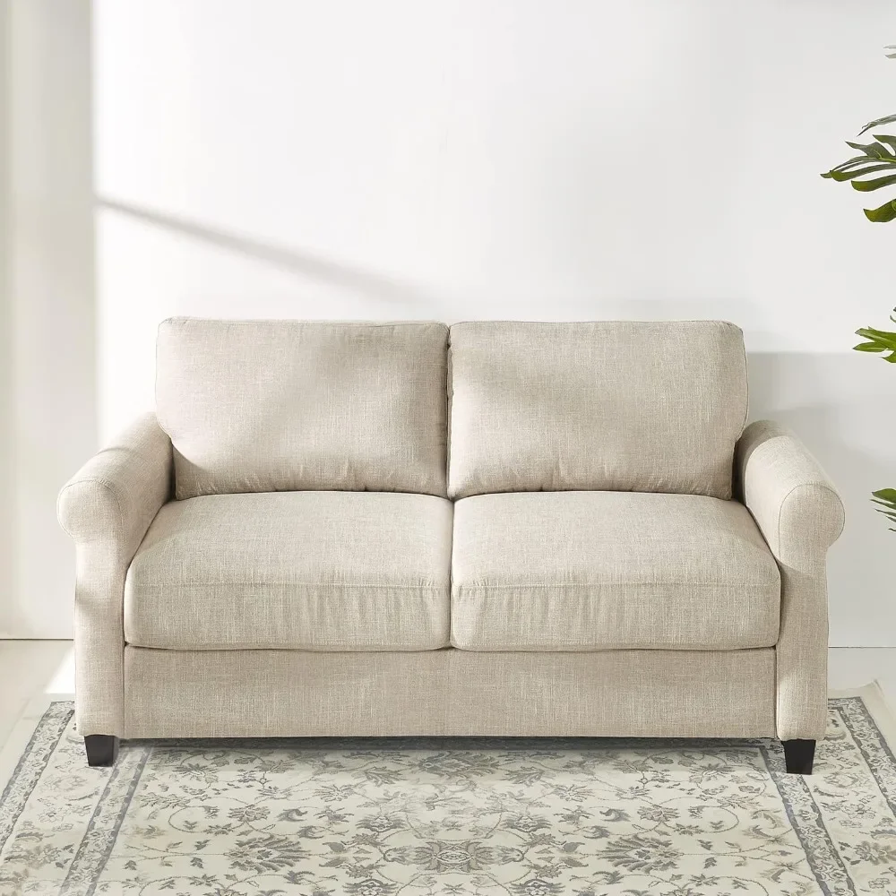 Living Room Sofa, Easy, Tool-Free Assembly, Beige Couch Sofa