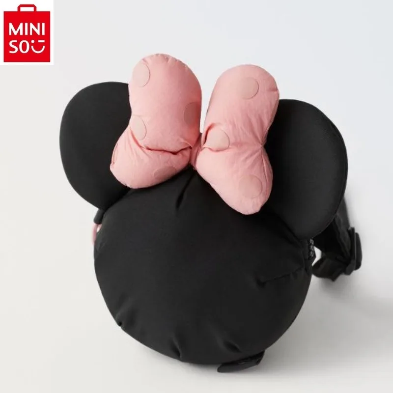 Кошелек MINISO в горошек с бантом, милая миниатюрная сумка через плечо с мультипликационным рисунком Диснея Минни, с нулевым кошельком для студентов