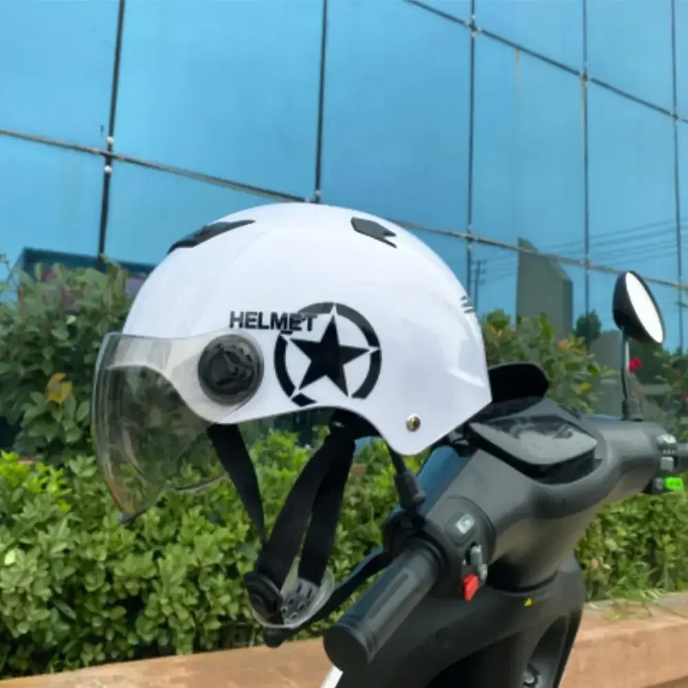 Electric Motorcycle Helmets Half Helmet Scooter Motor Crash Helmet Bye Helmets for Moto Bike Sunshade Sun Protection