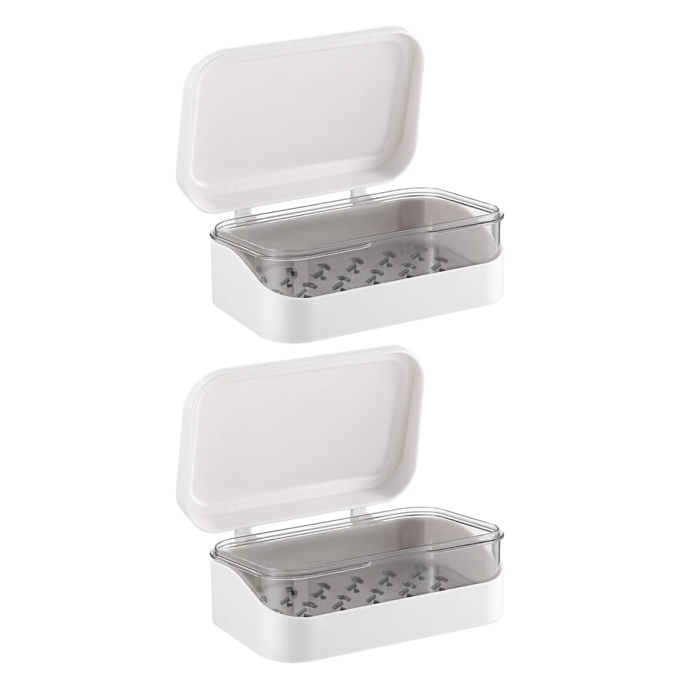 

2Pcs Soap Box ABS Plastic Removable Lid Water Draining St Bathroom Kitchen Travel Tray NonSlip Design Stable Platform Shower