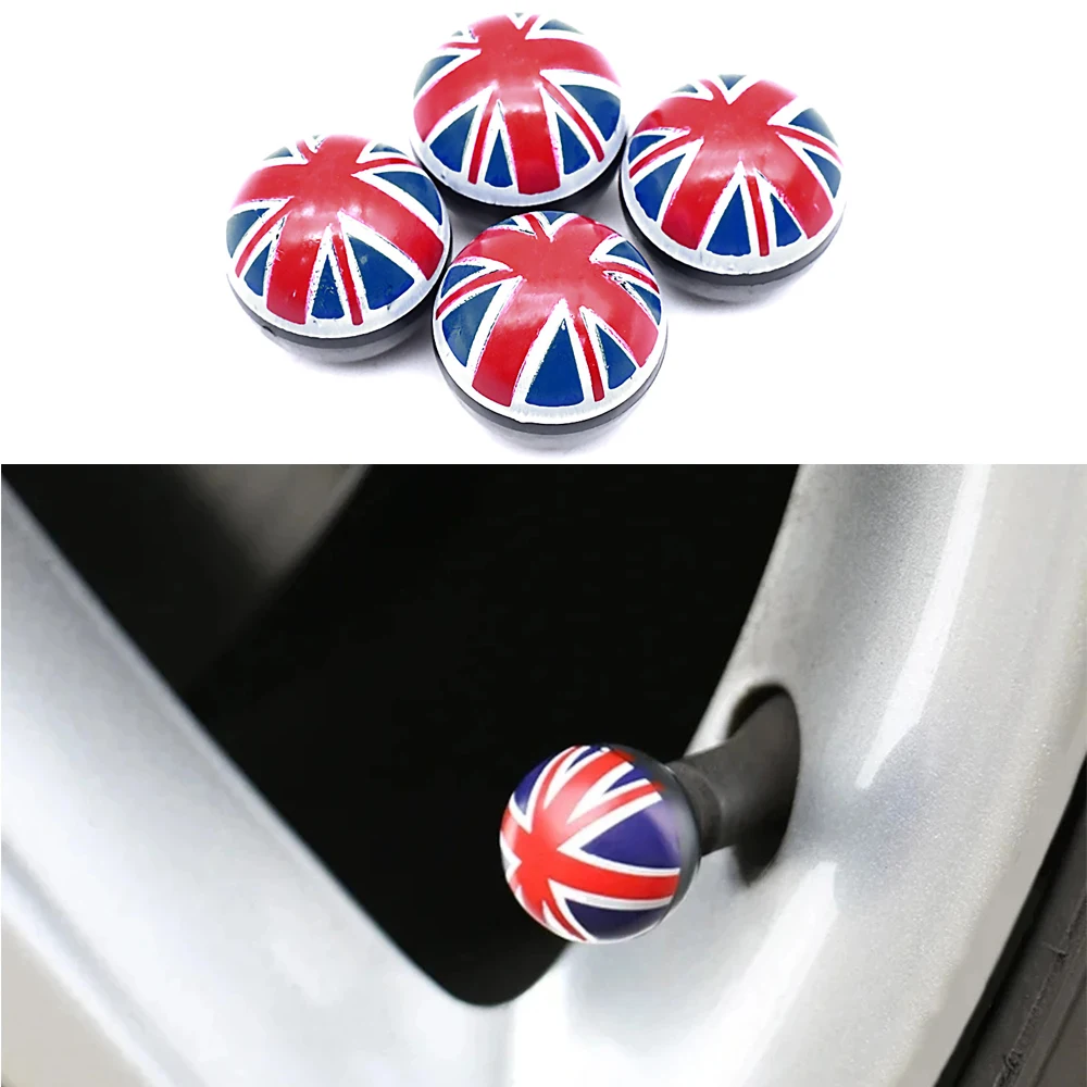 4Pcs/Set UK Flag Bike Moto Car Tires Wheel Valve Cap Cover For Mini Cooper Countryman Clubman R55 R56 R60 F55 F60 Car Styling ﻿