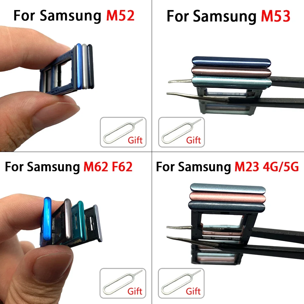 50Pcs，NEW Dual Card SIM Card Tray Chip Slot Drawer Holder Adapter Accessories For Samsung M23 4G 5G M52 5G M53 4G 5G M62