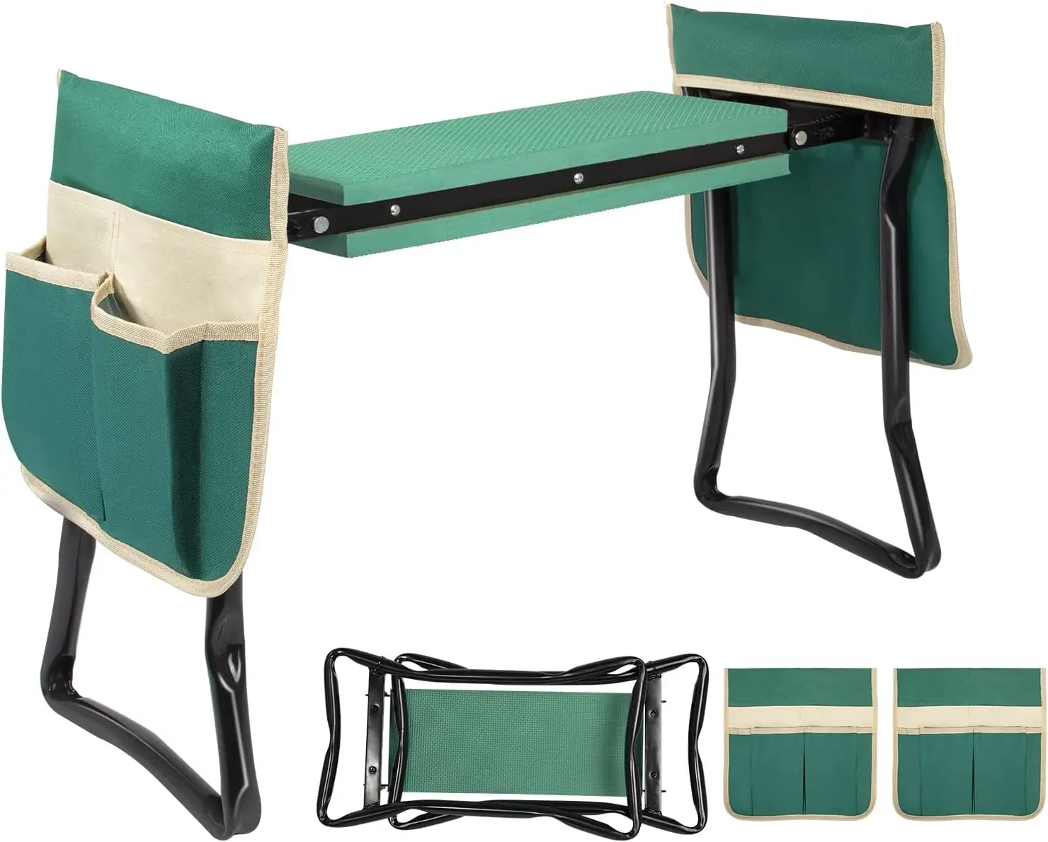 Portable Folding Garden Kneeler Seat with Handles and Storage Bag, Ergonomic Gardening Stool Pad