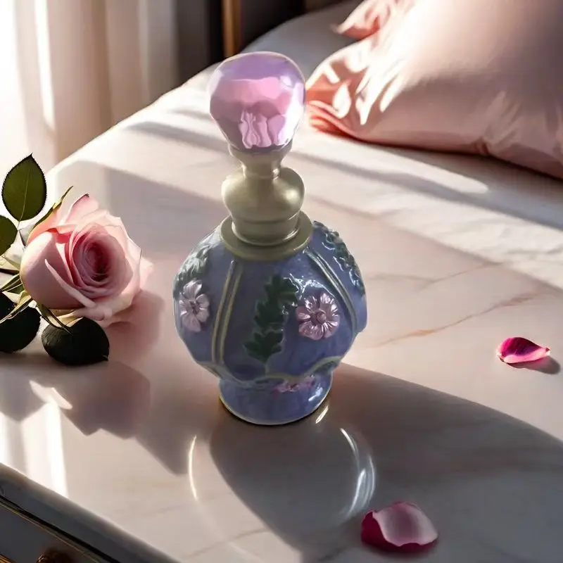 

Dubai style high grade luxury enamel alloy perfume bottle essential oil empty bottle glass tube