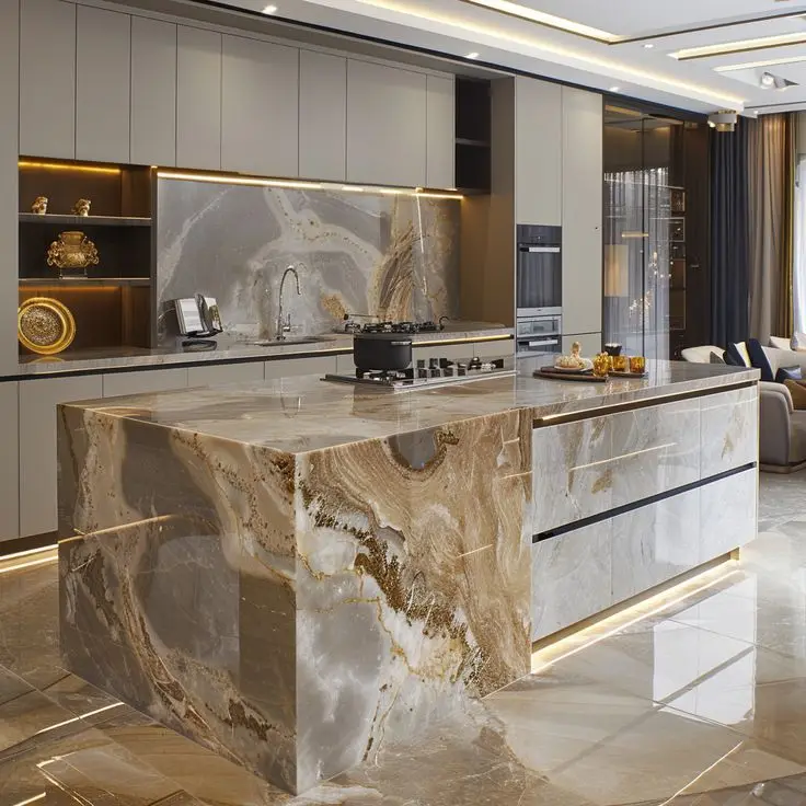 Custom High Quality Italian Luxury Design Kitchen Furniture Cabinets with Island Modern Kitchen Remodeling Custom Cabinets image 3